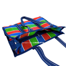 台湾製 ファスナー・内ポケット付き 漁師網 ナイロンバッグ トートバッグ (茄芷袋) 台湾カラー ボーダー｜經典茄芷袋 A4資料袋 拉鍊款