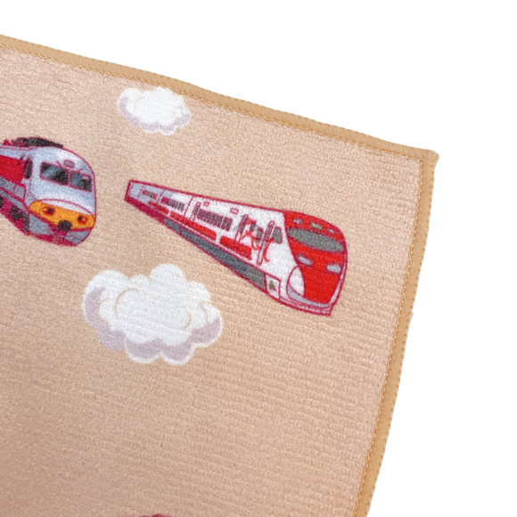 台湾鉄道電車のハンドタオル（ハンカチ）タオル生地  26x26cm｜台灣鐵道火車小手帕