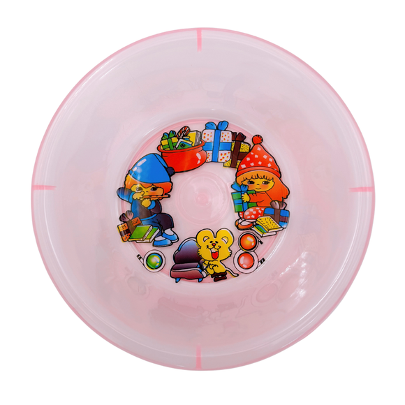 台湾製 レトロ 昔懐かしイラスト柄 透明湯おけ（湖水グリーン・ピンク・ライトブルー）｜台灣製 古早味印花透明浴盆 卡通圖案 （顏色：湖水綠・粉紅・水藍）