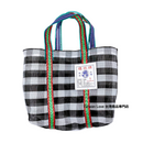 台湾製 チェック柄 モノトーン（ブラック・ホワイト） 漁師網 ナイロンバッグ (茄芷袋) A｜XSサイズ｜黑白格紋（橫） 茄芷袋