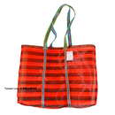 台湾製 ボーダー柄（ブラック・レッド） 漁師網 ナイロンバッグ (茄芷袋) ショルダーストラップタイプ｜Mサイズ｜紅黑條紋 茄芷袋 肩背款