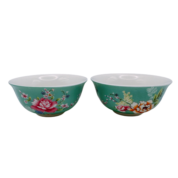 台湾花布（客家花布）柄 茶具 反口杯（ティーカップ） ブルー｜台灣花布（客家花布）中反口杯（60ml） 藍