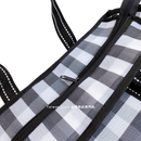 台湾製 チェック柄 モノトーン（ブラック・ホワイト） ファスナー・内ポケット付き 漁師網 ナイロンバッグ トートバッグ (茄芷袋)｜黑白格紋 茄芷袋 A4資料袋 拉鍊款