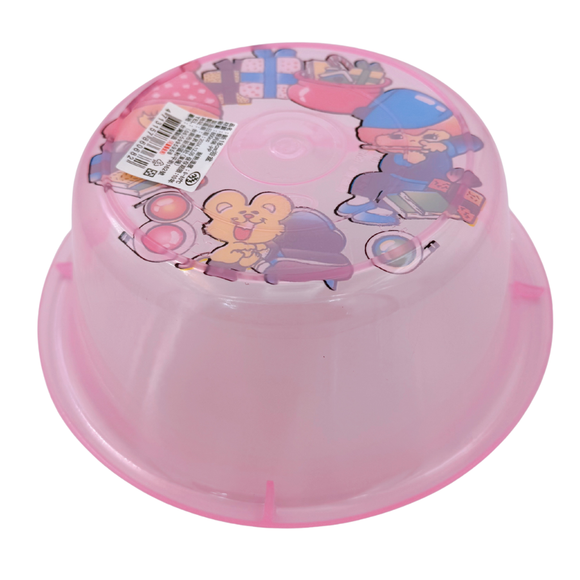 台湾製 レトロ 昔懐かしイラスト柄 透明湯おけ（湖水グリーン・ピンク・ライトブルー）｜台灣製 古早味印花透明浴盆 卡通圖案 （顏色：湖水綠・粉紅・水藍）