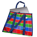 台湾製 ファスナー・内ポケット付き 漁師網 ナイロンバッグ トートバッグ (茄芷袋) 台湾カラー ボーダー｜經典茄芷袋 A4資料袋 拉鍊款