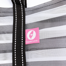 Taiwan Love オリジナル モノトーンボーダー（ブラック・グレー） 台湾漁師網バッグ ナイロンバッグ (茄芷袋) 台湾製｜小さめMサイズ（4号）｜コットン布持ち手タイプ｜Taiwan Love 黑白條紋 茄芷袋 4號