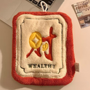 お手拭きタオル 麻雀 吉祥文字：財｜好運擦手巾 財富紅