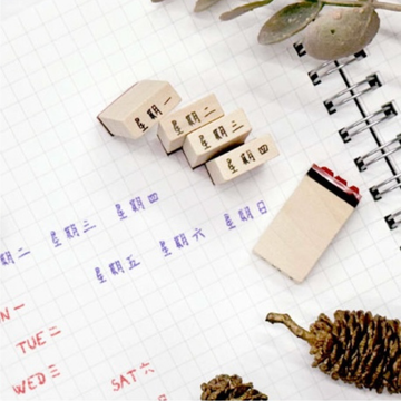 台湾華語 曜日ハンコ 7本セット｜ラバースタンプ｜中文 星期印章 7入組