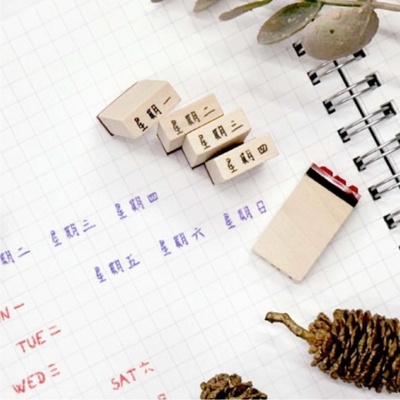 台湾華語 曜日ハンコ 7本セット｜ラバースタンプ｜中文 星期印章 7入組