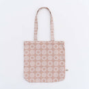 印花楽 角丸トートバッグ 黒鳥サークル柄 ティーローズ｜圓角方形購物袋 烏秋圈圈 茶色玫瑰