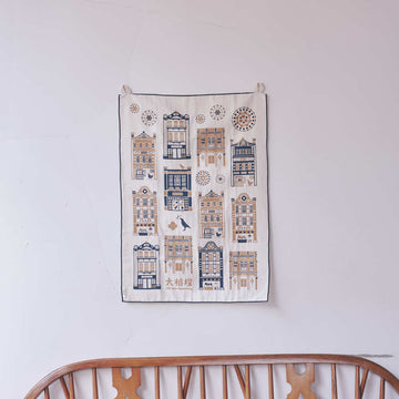 印花楽 吸水ふきん 大稲埕（迪化街） クラシック藍褐色｜吸水茶巾家事布 大稻埕 經典藍褐