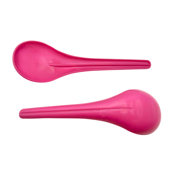 台湾 レトロな使い捨て食器 赤台湾杓子（しゃくし）取り分けスプーン｜台灣復古免洗餐具 紅免洗菜匙 大匙 公匙 5根入