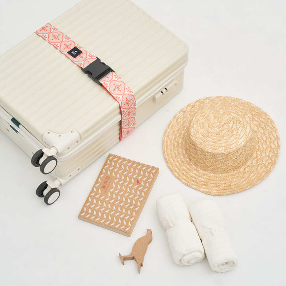 印花楽 スーツケースベルト レトロ窓ガラス柄 朱赤オレンジ｜行李束帶 玻璃海棠 朱橘紅