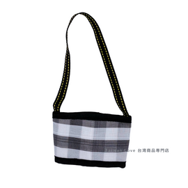 台湾製 漁師網 ナイロン ドリンクホルダー （ブラック・グレー）｜茄芷袋手提杯套 黑灰條紋