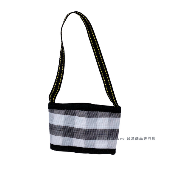 台湾製 漁師網 ナイロン ドリンクホルダー （ブラック・グレー）｜茄芷袋手提杯套 黑灰條紋