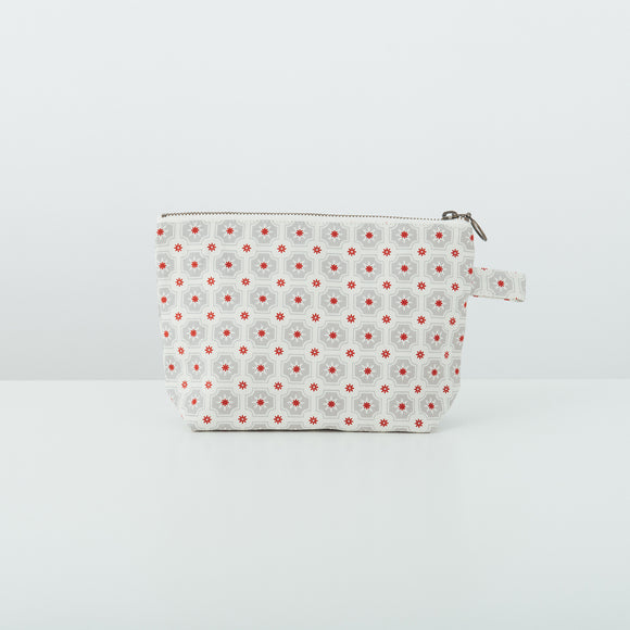 印花楽 台形ポーチ ファスナー付き レトロタイル2号 グレイッシュグレー｜拉鏈梯形收納包 老磁磚2號 雲塵灰色