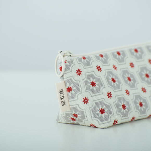 印花楽 ペンケース レトロタイル2号 グレイッシュグレー｜拉鏈筆袋 老磁磚2號 雲塵灰色