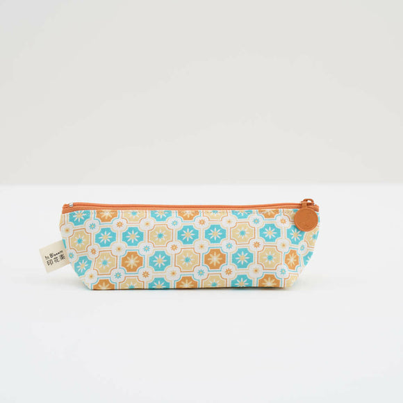 印花楽 ペンケース レトロタイル2号 ビー玉柄｜拉鏈筆袋 老磁磚2號 玻璃彈珠