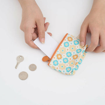 印花楽 小物入れ（ポーチ・コインケース）ファスナー付き レトロタイル2号 ビー玉柄｜小東西拉鏈包 老磁磚2號 玻璃彈珠