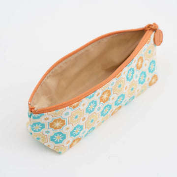 印花楽 ペンケース レトロタイル2号 ビー玉柄｜拉鏈筆袋 老磁磚2號 玻璃彈珠