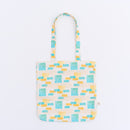 印花楽 角丸トートバッグ 鉄窓花タイル ライムオレンジ｜圓角方形購物袋 鐵花窗磚牆 萊姆橙黃