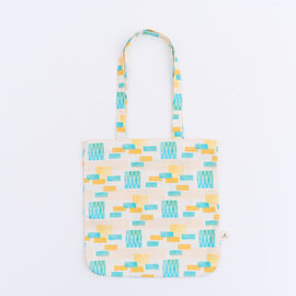 印花楽 角丸トートバッグ 鉄窓花タイル ライムオレンジ｜圓角方形購物袋 鐵花窗磚牆 萊姆橙黃