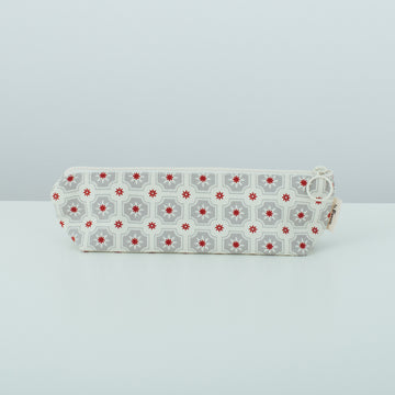 印花楽 ペンケース レトロタイル2号 グレイッシュグレー｜拉鏈筆袋 老磁磚2號 雲塵灰色