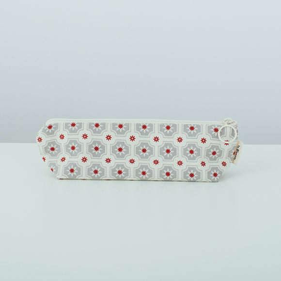 印花楽 ペンケース レトロタイル2号 グレイッシュグレー｜拉鏈筆袋 老磁磚2號 雲塵灰色