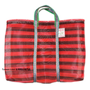 台湾製 ボーダー柄（ブラック・レッド）漁師網 ナイロンバッグ (茄芷袋)｜Mサイズ｜紅黑條紋 茄芷袋