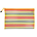 カラーボーダー メッシュポーチ（A4・31.5x23cm）｜橫條紋彩色網格袋（大・A4）