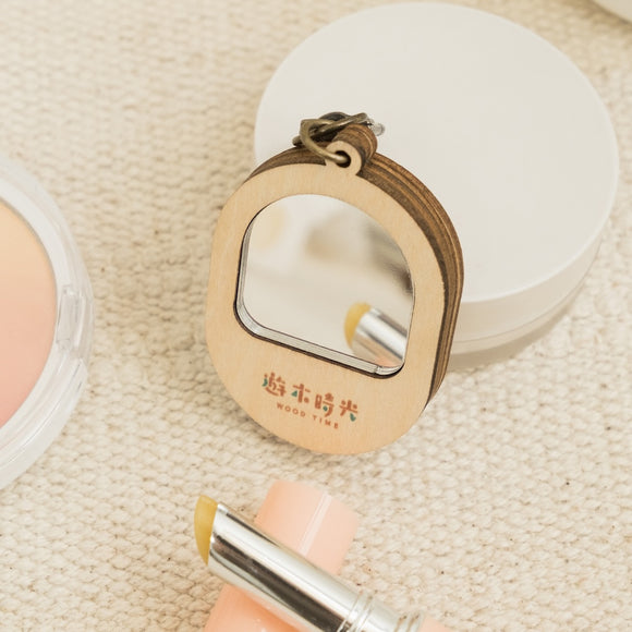 遊木時光 WOOD TIME 台湾ミニ風景 木製ミニ鏡 台湾漁師網バッグ｜台灣微風景木製小物鏡 喵喵茄芷袋