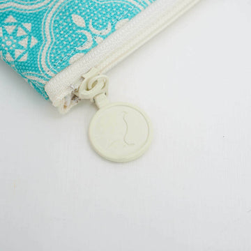 印花楽 ペンケース レトロ窓ガラス柄 アイスブルーグリーン｜拉鏈筆袋 玻璃海棠 冰晶藍綠