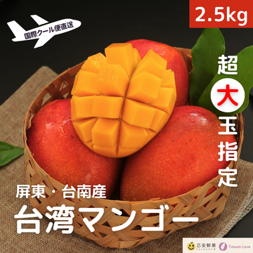 【期間限定予約販売・送料無料】最高級 超大玉指定！ 台湾マンゴー（愛文芒果） 2.5kg箱 5玉〜7玉 