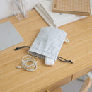 印花楽 巾着ポーチ レトロ窓ガラス柄 グレイッシュブルー｜束口小物袋 玻璃海棠 寧靜灰藍