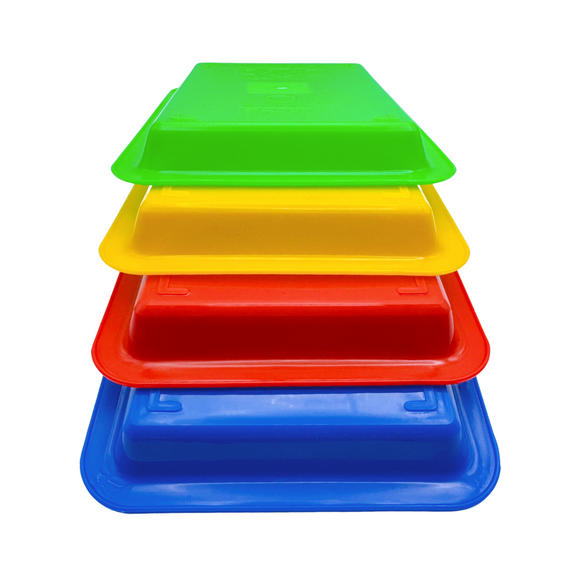 台湾の万能カラフルプラスチックトレイ（浅め） 小｜カラー：レッド・ブルー・イエロー・グリーン｜塑膠長方盤（淺） 紅色・藍色・黃色・綠色   小
