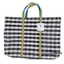 台湾製 チェック柄 モノトーン（ブラック・ホワイト） 漁師網 ナイロンバッグ (茄芷袋)｜Mサイズ｜黑白格紋 茄芷袋