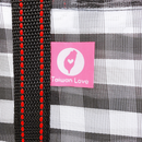 Taiwan Love オリジナル チェック柄 モノトーン（ブラック・ホワイト） 台湾漁師網バッグ ナイロンバッグ (茄芷袋) 台湾製｜小さめMサイズ（4号）｜コットン布持ち手タイプ｜Taiwan Love 黑白格紋 茄芷袋 4號