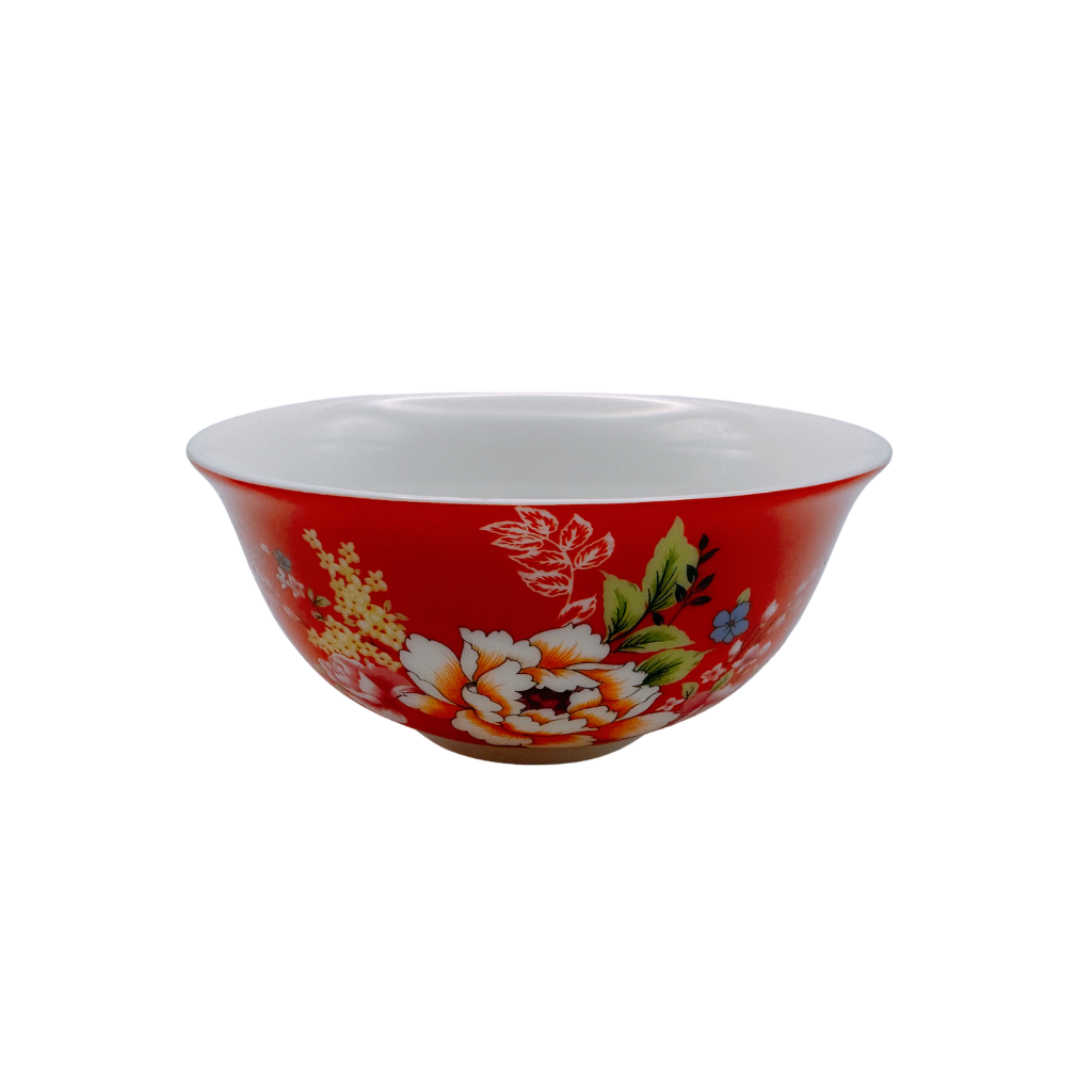 台湾花布（客家花布）柄 茶具 反口杯（ティーカップ） レッド｜台灣花布（客家花布）中反口杯（60ml） 紅