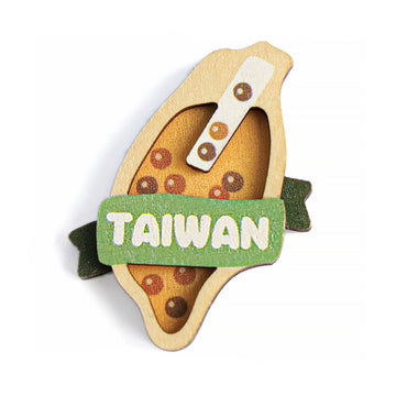 猴子設計 Monkey Design 台湾タピオカミルクティー 木製マグネット｜印刻磁鐵 珍奶台灣