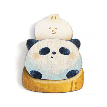 猴子設計 Monkey Design パンダ小籠包 木製マグネット｜印刻磁鐵 熊貓小籠包