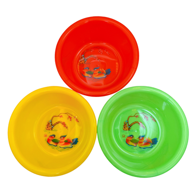 台湾製 レトロ 昔懐かしイラスト柄 鴛鴦（えんおう）湯おけ（レッド・グリーン・イエロー）｜台灣製 古早味印花浴盆 鴛鴦圖案（顏色：紅・綠・黃）