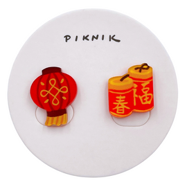 日日野餐 PIKNIK ピアス／イヤリング ランタン＋爆竹｜日日野餐 PIKNIK 耳環／耳夾 過年系列 燈籠＋炮竹