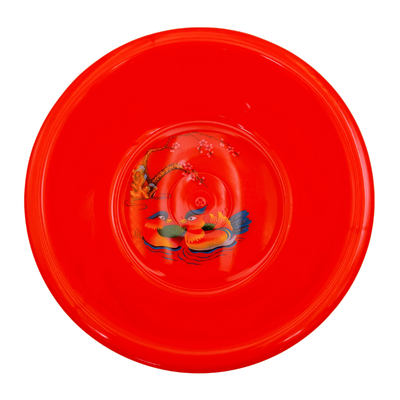 台湾製 レトロ 昔懐かしイラスト柄 鴛鴦（えんおう）湯おけ（レッド・グリーン・イエロー）｜台灣製 古早味印花浴盆 鴛鴦圖案（顏色：紅・綠・黃）