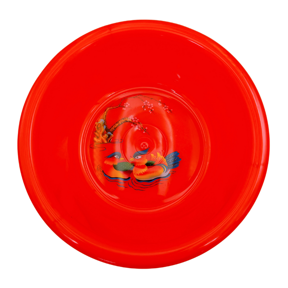 台湾製 レトロ 昔懐かしイラスト柄 鴛鴦（えんおう）湯おけ（レッド・グリーン・イエロー）｜台灣製 古早味印花浴盆 鴛鴦圖案（顏色：紅・綠・黃）