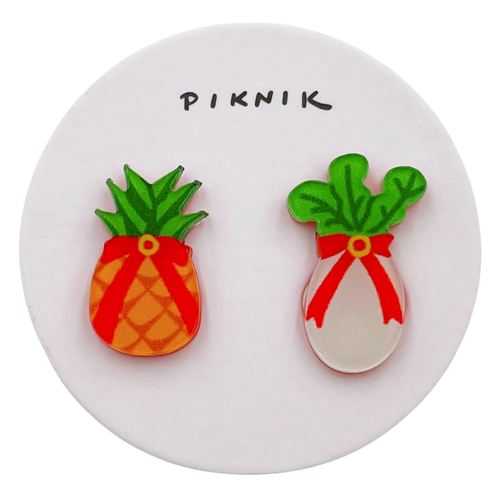 日日野餐 PIKNIK ピンバッジ 好彩頭（大根、意味：いい兆候）＋パイナップル（オンライ）｜日日野餐 PIKNIK 別針（徽章） 過年系列 好彩頭＋旺來