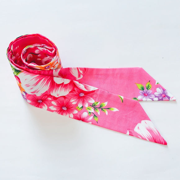 Hakka Rainy 客家花布 バッグスカーフ（ツイリースカーフ）｜多功能棉質絲巾（包包裝飾）｜台湾花布