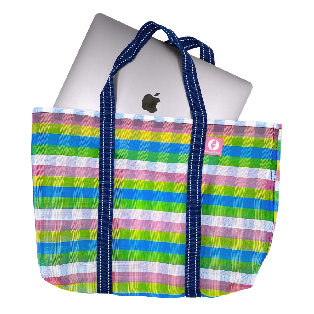 Taiwan Love オリジナル チェック柄 台湾漁師網バッグ ナイロンバッグ Taiwan Love オリジナル チェック柄 台湾漁師網バッグ ナイロンバッグ