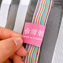 Taiwan Love オリジナル モノトーンストライプ柄（ブラック・グレー） 台湾漁師網バッグ ナイロンバッグ (茄芷袋) 台湾製｜小さめMサイズ（4号）｜コットン布持ち手タイプ（ピンク）｜Taiwan Love 黑灰直條紋款 茄芷袋 4號