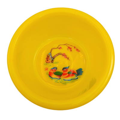 台湾製 レトロ 昔懐かしイラスト柄 鴛鴦（えんおう）湯おけ（レッド・グリーン・イエロー）｜台灣製 古早味印花浴盆 鴛鴦圖案（顏色：紅・綠・黃）