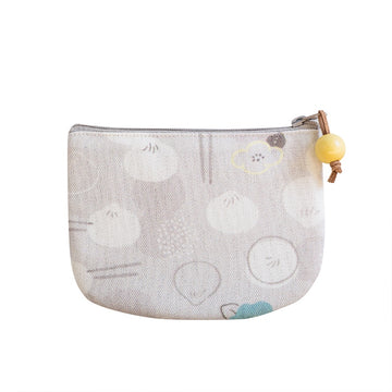 好感良物 Soft living 丸底コインポーチ 小籠包フローラル｜圓底零錢包 小籠包花花